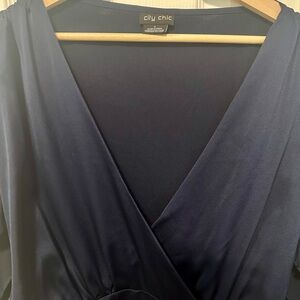City Chic Navy Blue Wrap Top Plus size L (US size 20)